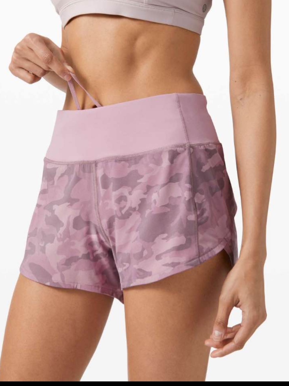 Lululemon Speed Up Short Long 4” Incognito Camo Pink Taupe Multi Workout Casual